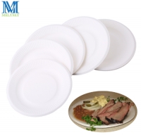 Meltset 10pcs/lot Disposable Paper Plates For BBQ 6 Inch Paper Pulp Tray Round Dessert Cake Plate Microwavable Tableware