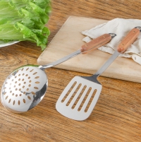 Cooking Tool stainless steel Long wooden handle Kitchen Utensils Set Spatula spoon Colander Gadgets Dining Accessories supplies