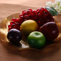 DoreenBeads Acrylic Plate Dish Gold Color Irregular Pattern Fruit Snack Candy Food Plate Dish Tableware Party 12.5X12.5X2cm 1 PC