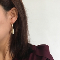 FASHION JEWELRY CASUAL GOLD COLOR PLATING WITH NATURAL SHELL CHARM HOOP EARRINGS