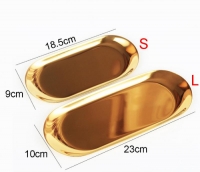 Fashion Elegant Stainless Steel Storage Tray Tower Dessert Snack Oval Plate