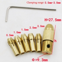 7Pcs Mini Drill Chucks 0.5-3.0mm Fit For Micro Twist Electronic Dremel Drill Collet Clamp Set Power Tool Accessories With Wrench