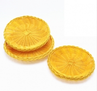 DoreenBeads Yellow Plastic Round Dish Plate Hot Pot Vegetable Bread Snack Fruit Dessert Holder Storage 22*4CM Party Bar 1 PC