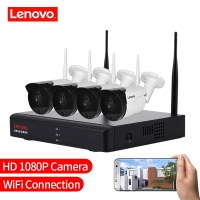 LENOVO 4CH Array HD Home WiFi Wireless Security Camera System DVR Kit 108oP CCTV WIFI Outdoor Full HD NVR Surveillance Kit Rated
