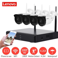 LENOVO 4CH Array HD Home WiFi Wireless Security Camera System DVR Kit 108oP CCTV WIFI Outdoor Full HD NVR Surveillance Kit Rated