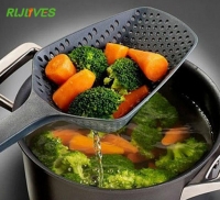 RLJLIVES 1 Pc Black Cooking Shovels Vegetable Strainer Scoop Nylon Spoon Large Colander Soup Filter Kitchen Tools