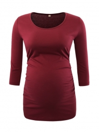 Pregnant Blouse Maternity Clothes Side Ruched 3 Quarter Sleeve Maternity Scoop Neck Jersey Top Pregnancy Clothes for Women Tops