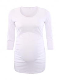 Pregnant Blouse Maternity Clothes Side Ruched 3 Quarter Sleeve Maternity Scoop Neck Jersey Top Pregnancy Clothes for Women Tops