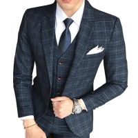 ( 1 Piece Jacket )2018 New Men's Fashion Boutique Lattice Business Casual Suit Jacket Groom Wedding Dress Formal Blazer Men Coat