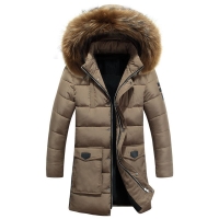 men jacket coat winter new arrival male with a hood medium-long cotton-padded jacket male down wadded jacket outerwear