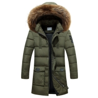 men jacket coat winter new arrival male with a hood medium-long cotton-padded jacket male down wadded jacket outerwear