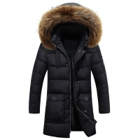 men jacket coat winter new arrival male with a hood medium-long cotton-padded jacket male down wadded jacket outerwear