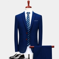 3 Piece Suit Men 2019 Slim Fit Blue Groom Wedding Suits For Men Classic Mens Designer Suits Brand Formal Wear Q136