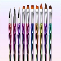 10Pcs/set Professional Nail Art Acrylic UV Gel Laser Gradient Brush Painting Brush Lines Liner Pattern Drawing Pen Manicure Tool
