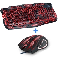 New Red/Purple/Blue Led Backlight USB Wired Laptop PC Pro Gaming Keyboard Mouse Combo for LOL Dota 2 Gamer Keyboard Mouse Combo